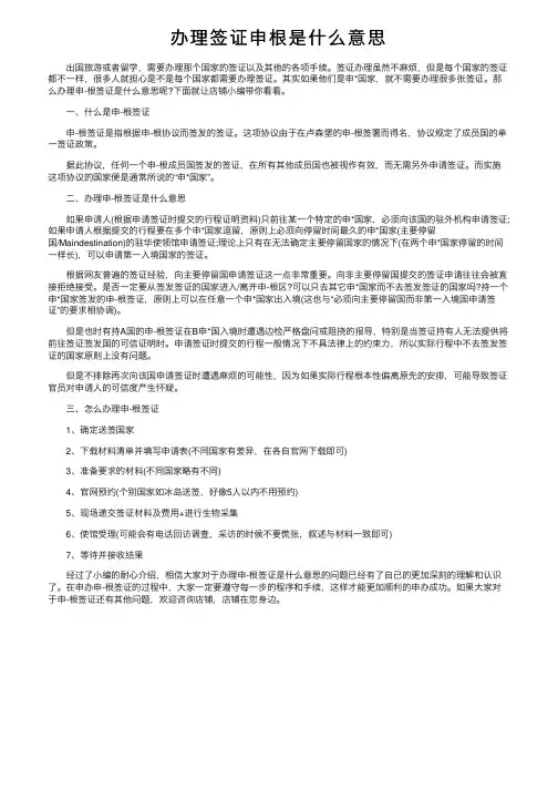 办理签证申根是什么意思