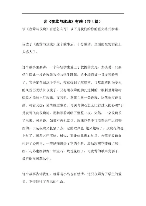 读《夜莺与玫瑰》有感(共4篇)