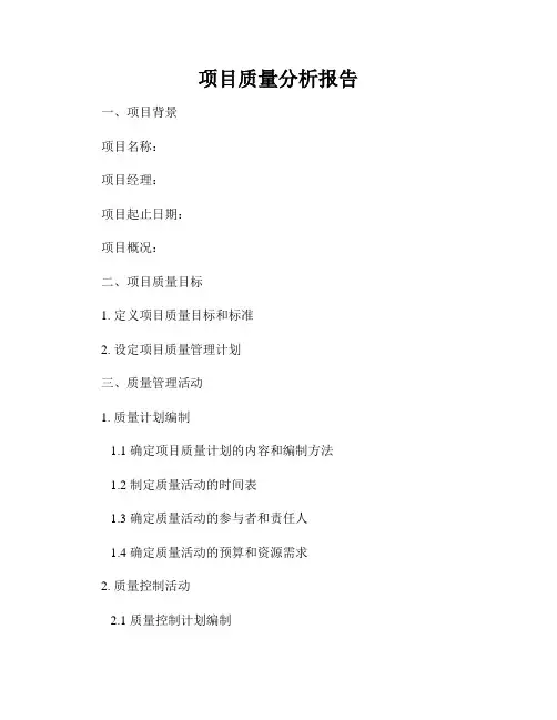 项目质量分析报告