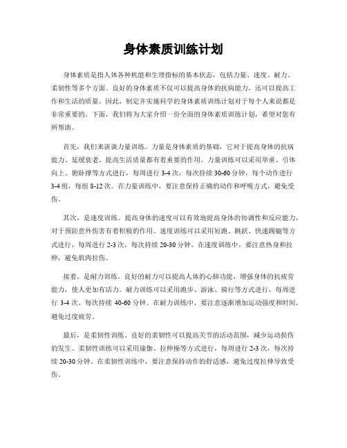 身体素质训练计划