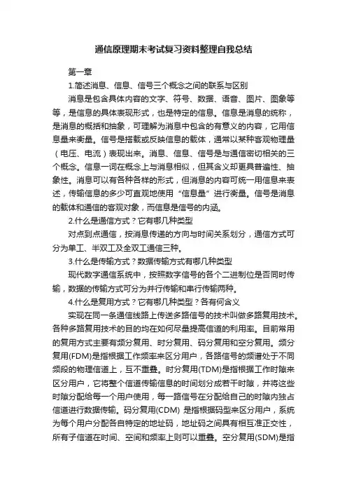 通信原理期末考试复习资料整理自我总结