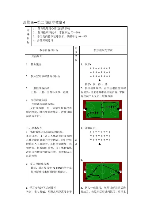 2022年体育教案精品《变向胯下运球》