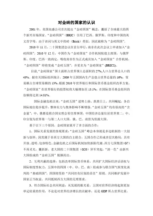 金砖国家的认识--