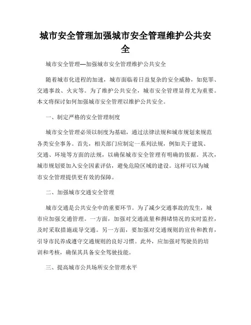 城市安全管理加强城市安全管理维护公共安全