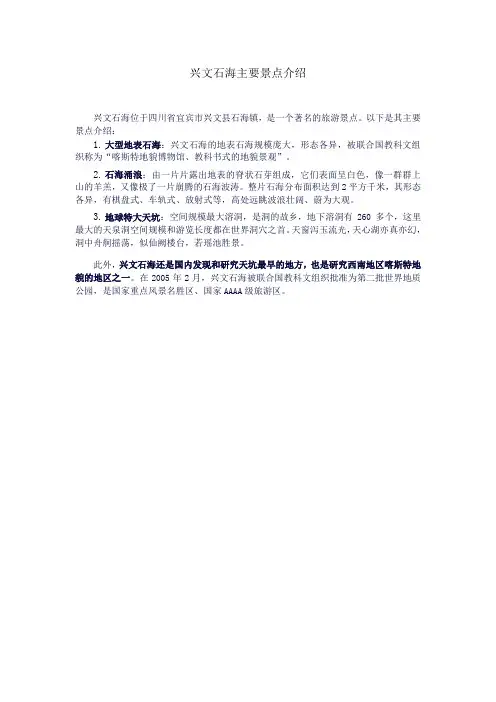 兴文石海主要景点介绍