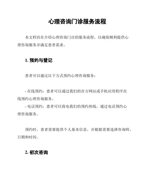 心理咨询门诊服务流程