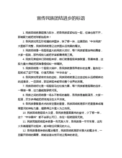 宣传民族团结进步的标语