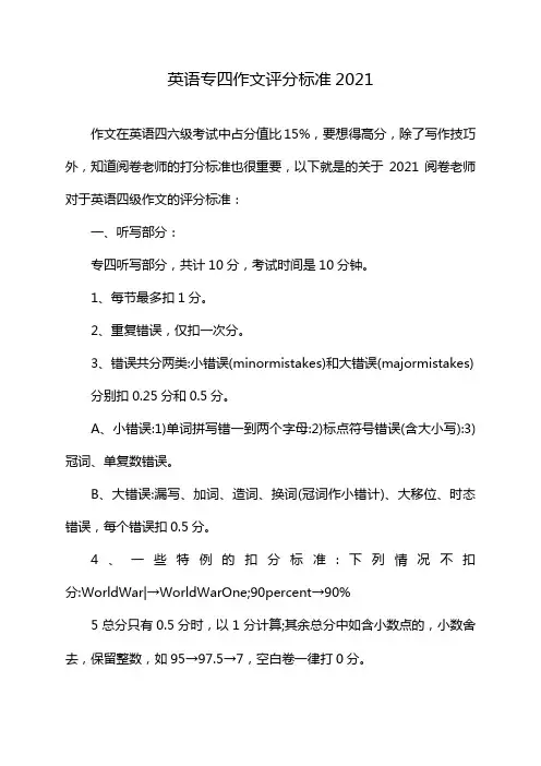 英语专四作文评分标准2021