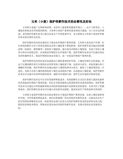玉米(小麦)保护性耕作技术的必要性及好处