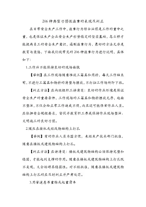 206种典型习惯性违章的表现及纠正.doc