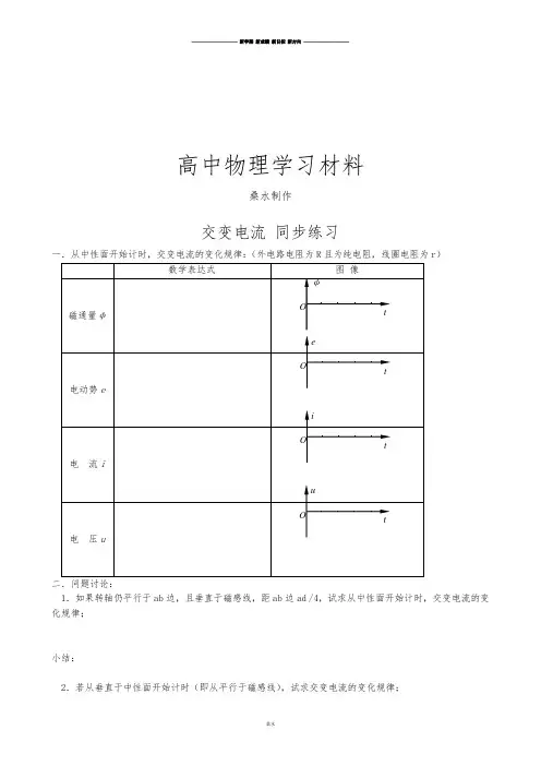 人教版高中物理选修3-2交变电流同步练习(1).docx