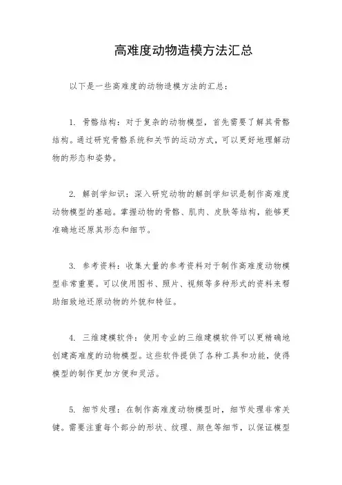 高难度动物造模方法汇总