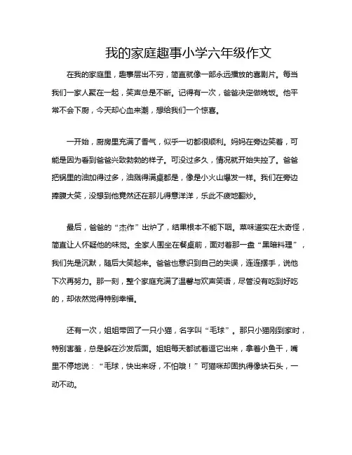 我的家庭趣事小学六年级作文