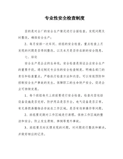 专业性安全检查制度