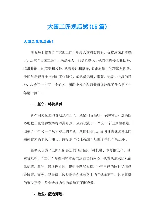 大国工匠观后感(15篇)