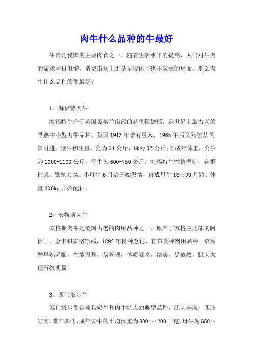 肉牛什么品种的牛最好