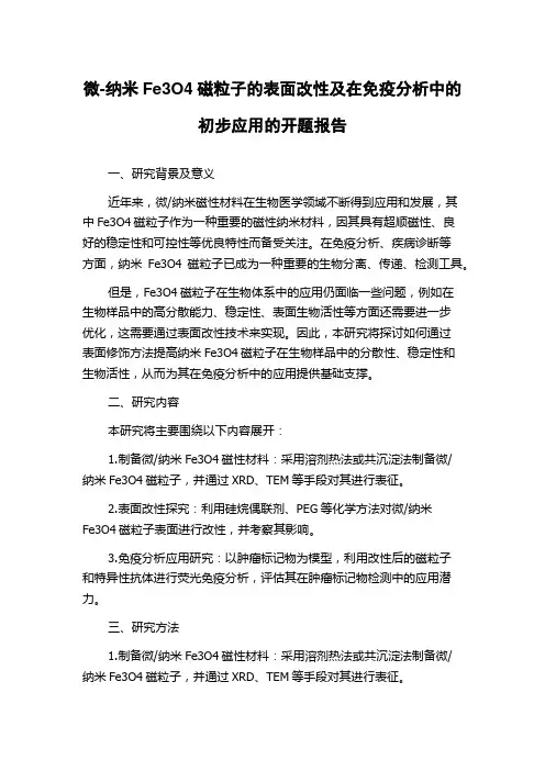 微-纳米Fe3O4磁粒子的表面改性及在免疫分析中的初步应用的开题报告