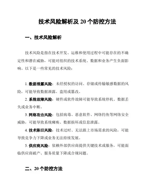 技术风险解析及20个防控方法