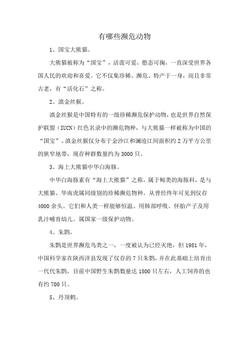 有哪些濒危动物