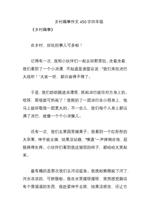 乡村趣事作文450字四年级