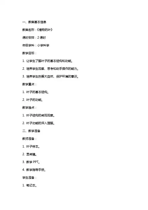 《植物的叶》教案