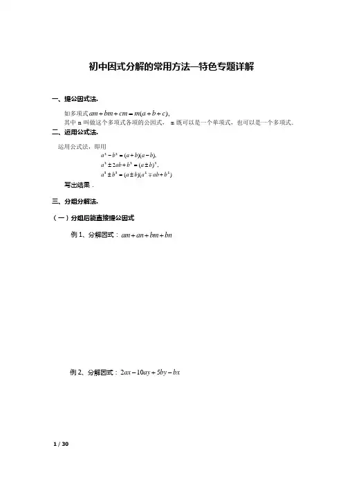 (完整)初中因式分解的常用方法—特色专题详解