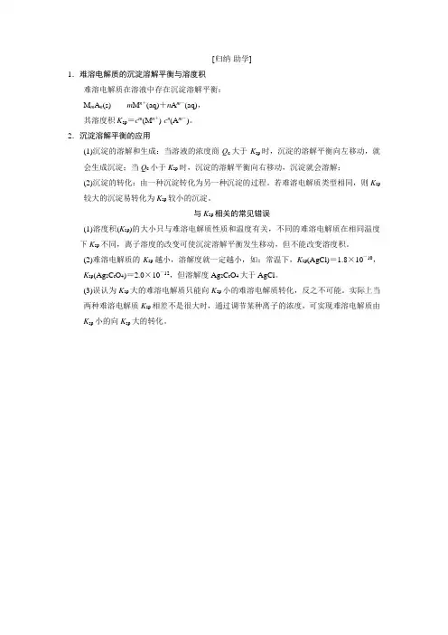 沉淀溶解平衡知识点