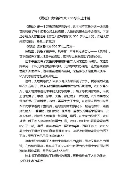 《震动》读后感作文500字以上十篇