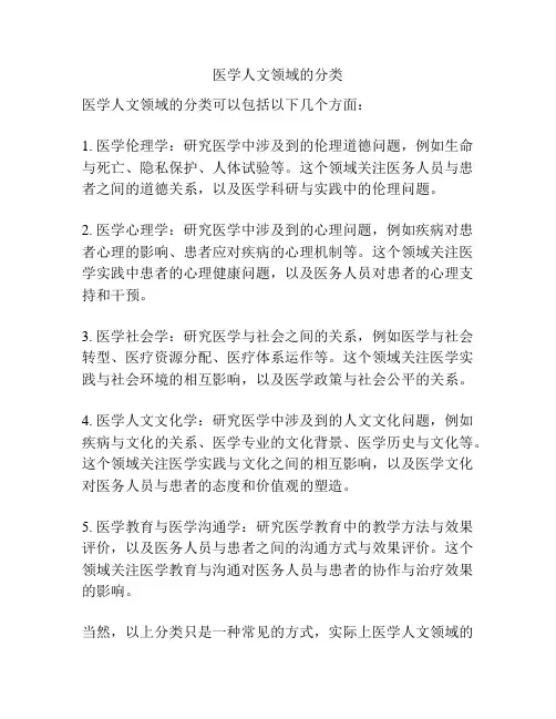 医学人文领域的分类