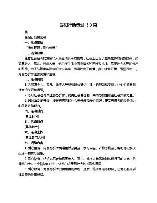 暖阳行动策划书3篇