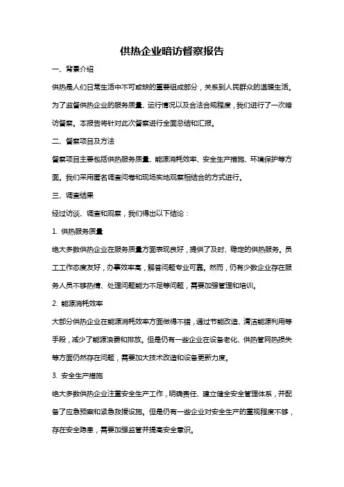 供热企业暗访督察报告