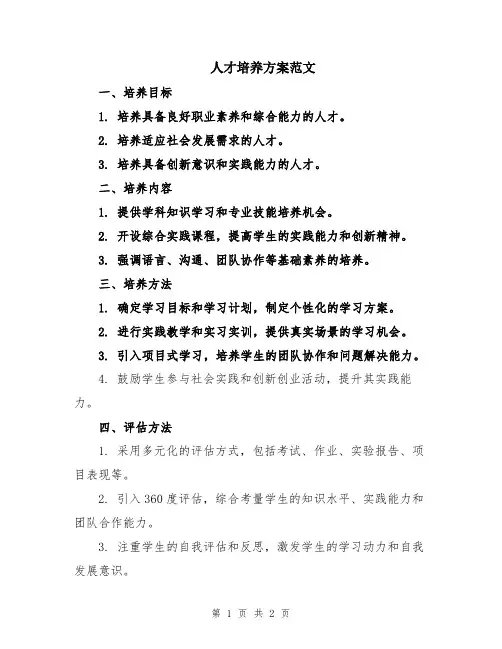 人才培养方案范文