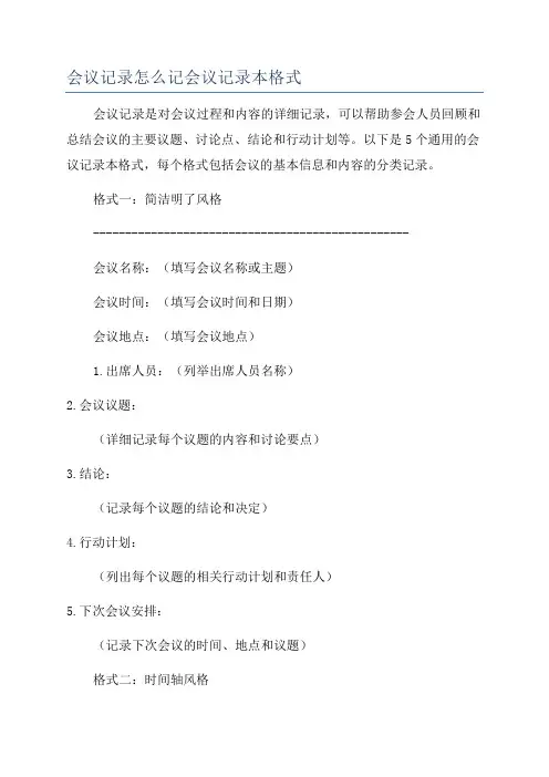 会议记录怎么记会议记录本格式