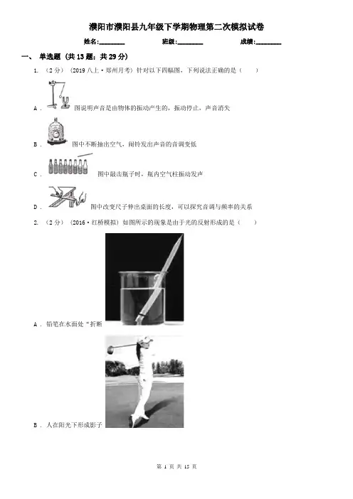 濮阳市濮阳县九年级下学期物理第二次模拟试卷
