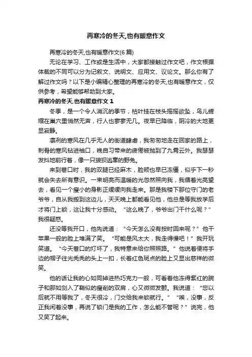 再寒冷的冬天,也有暖意作文（6篇）