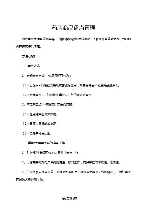药店商品盘点管理
