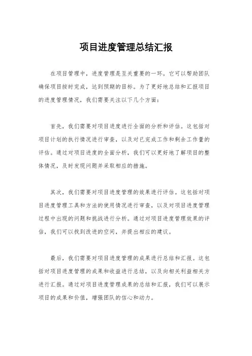 项目进度管理总结汇报