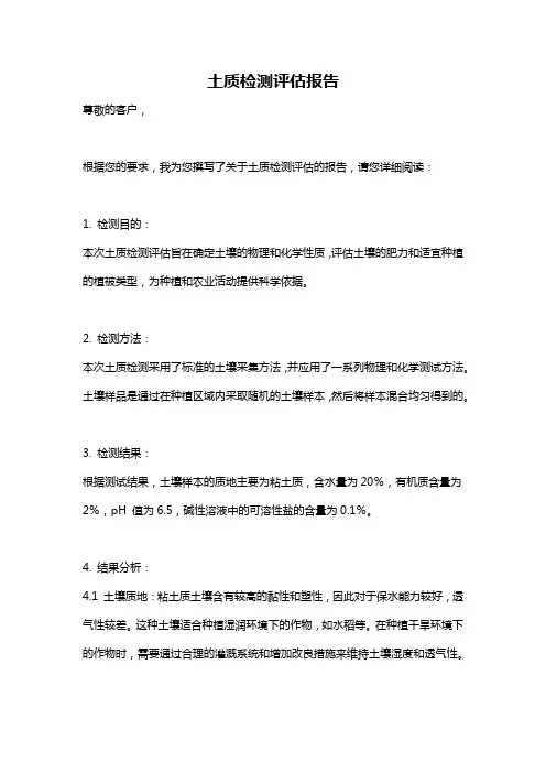 土质检测评估报告