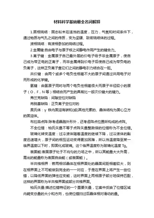材料科学基础最全名词解释