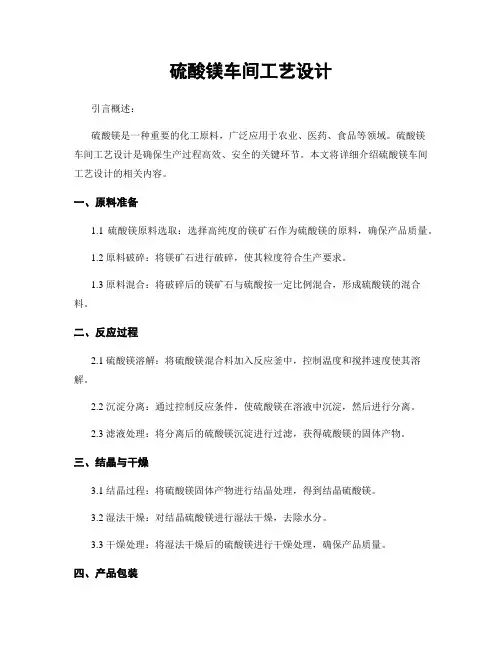 硫酸镁车间工艺设计