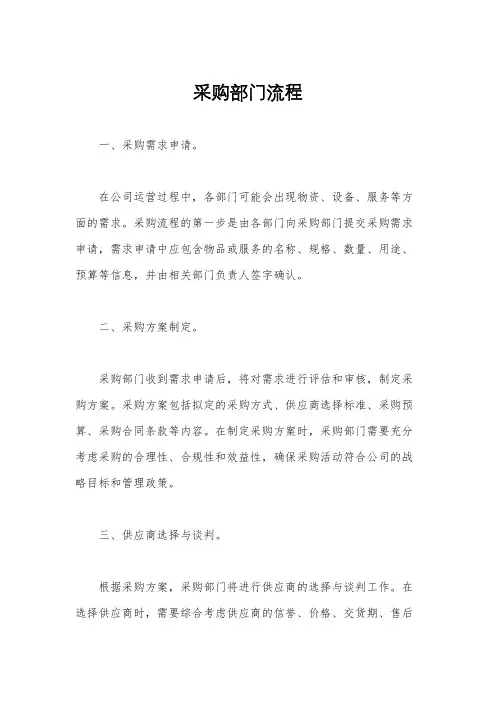 采购部门流程