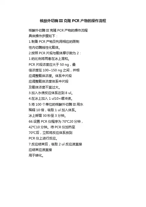 核酸外切酶III克隆PCR产物的操作流程