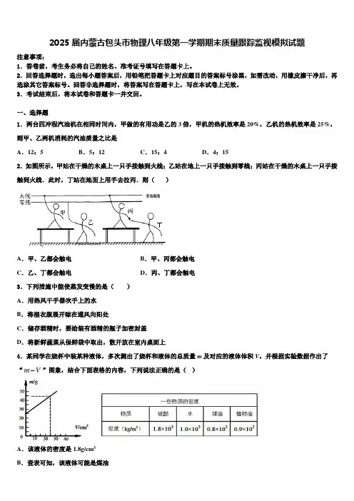 2025届内蒙古包头市物理八年级第一学期期末质量跟踪监视模拟试题含解析