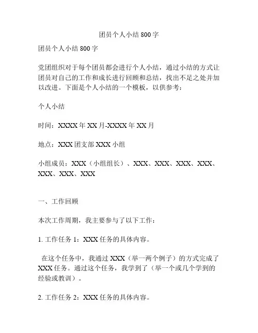 团员个人小结800字