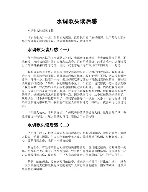 水调歌头读后感