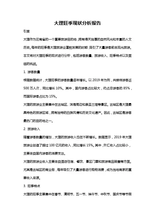 大理旺季现状分析报告