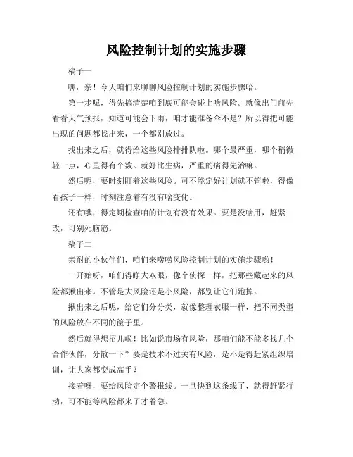 风险控制计划的实施步骤