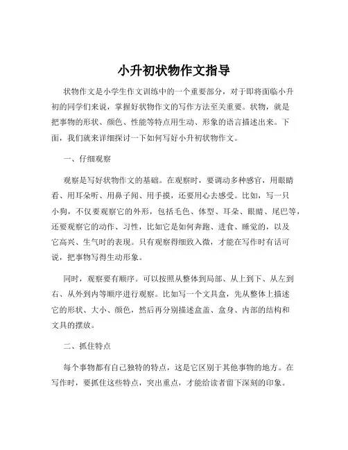 小升初状物作文指导