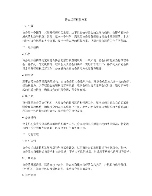 协会运营框架方案