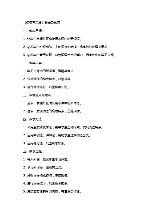 《词语万花筒》教案及练习